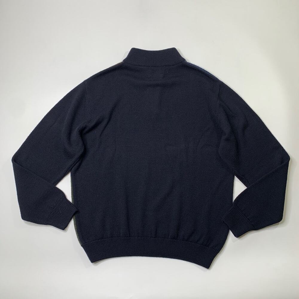 Alex Cannon Sweater Mens L Large Navy Wool Blend Italian Yarn Colorblock 1/4 Zip - Picture 7 of 9